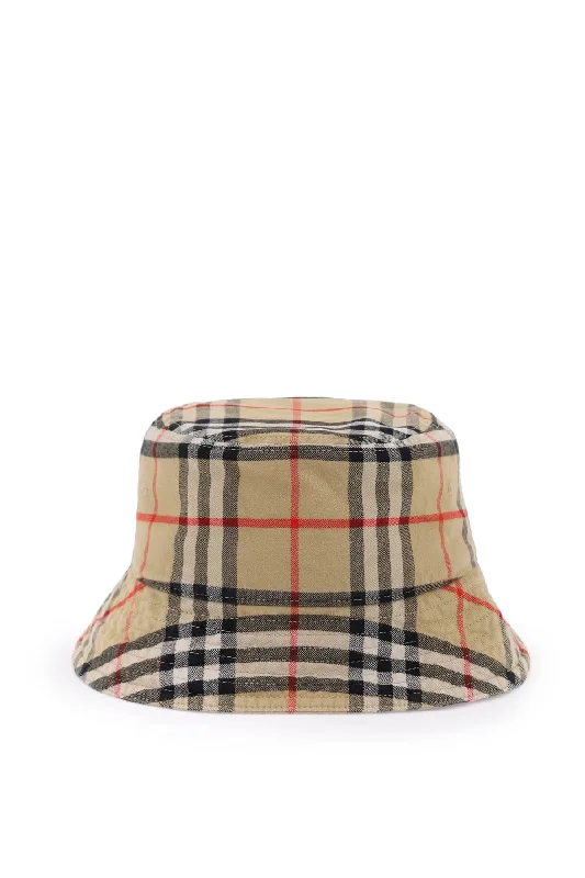 Red Bucket Hat for Statement -check cotton bucket hat