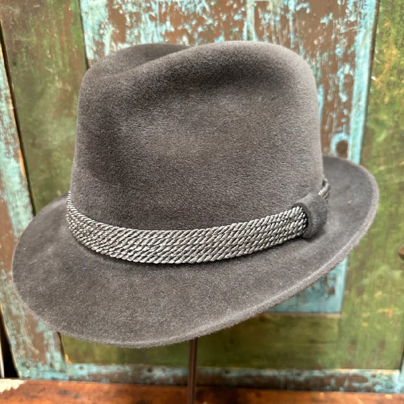 Lightweight felt hat with breathable fabric -Vintage Dobbs Gray Wool Velour Fedora Hat 7 1/4