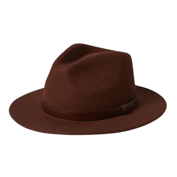 Affordable wool felt hat for simple elegance -Brixton Messer Fedora - Sepia