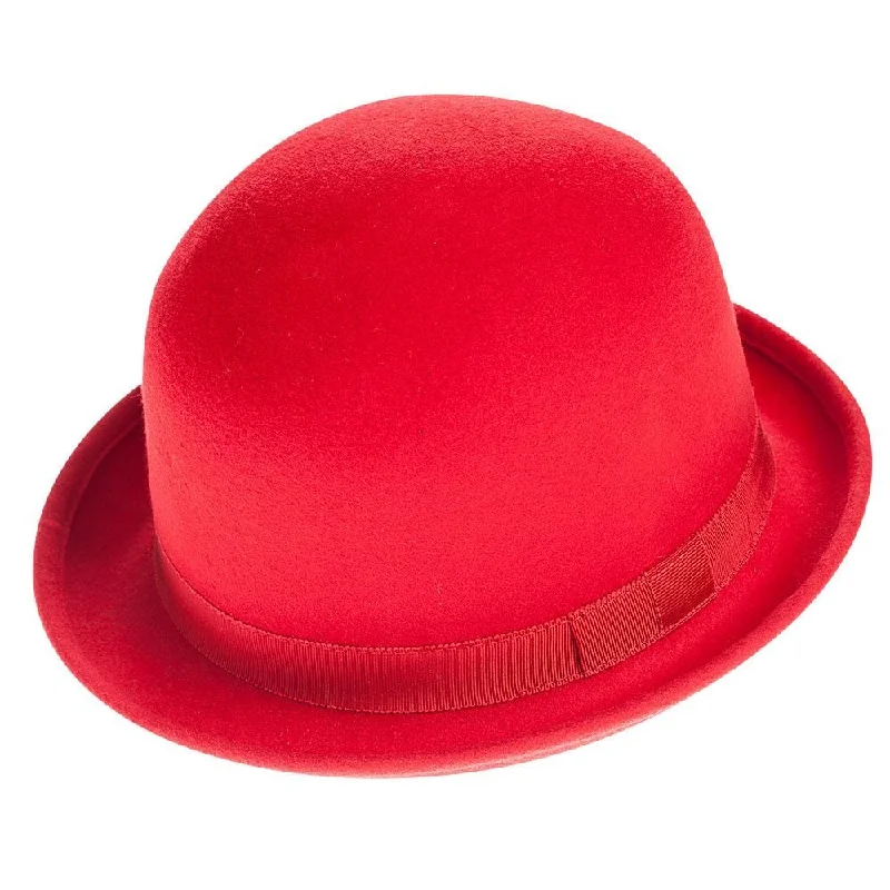 Vintage wool felt hat for nostalgic style -Melbourne Hats Bowler Hat - Red