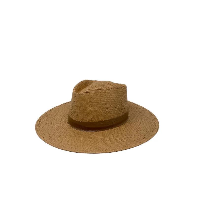 Stylish felt hat with leather trim details -PALOMA PANAMA STRAW FEDORA LATTE