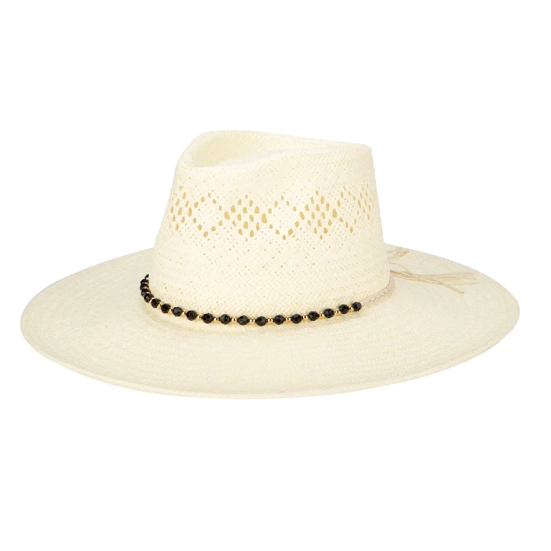 Stylish wool felt hat for trendy looks -Anytime - Woven Paper Fedora With Beaded Band