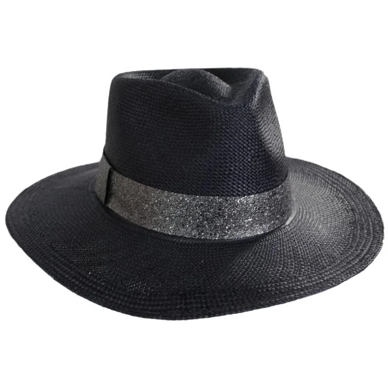 Luxury felt hat with premium wool quality -Onyx Panama Straw Fedora Hat