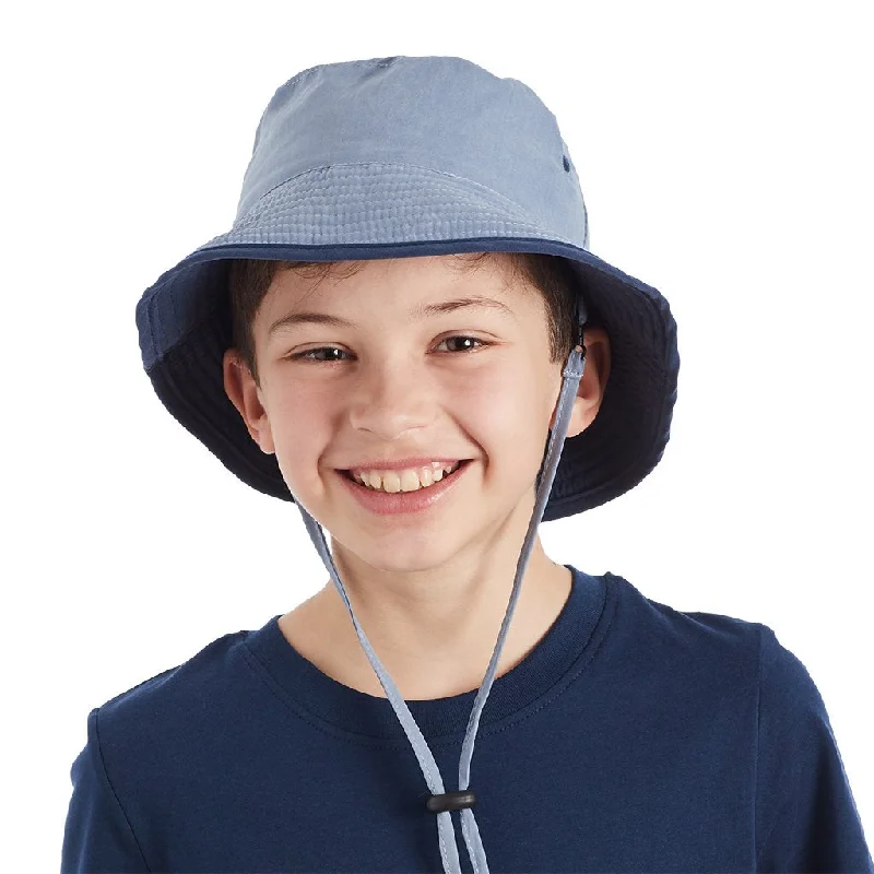 Abstract Bucket Hat for Creativity -Cancer Council Kids Charlie Bucket Hat - Faded Blue/Navy