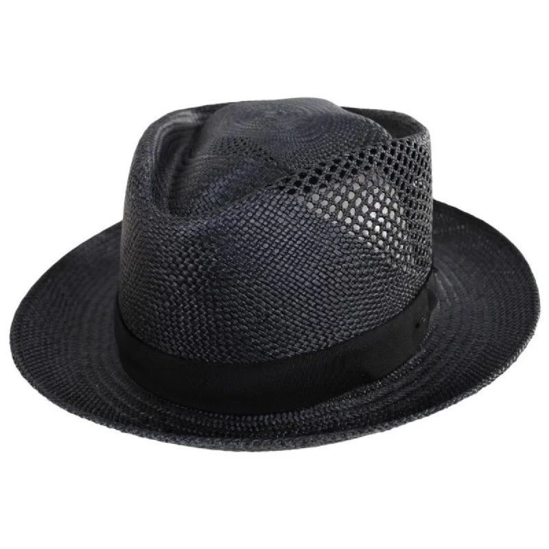 Elegant felt hat with velvet ribbon accent -Hurtle Panama Straw Fedora Hat