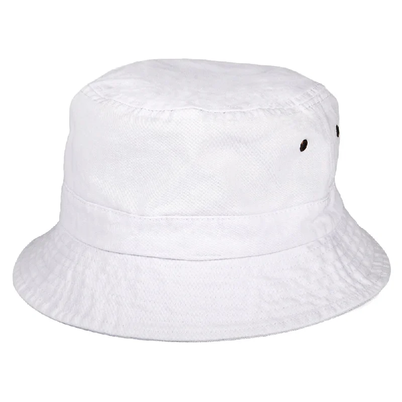 Sun Protection Bucket Hat for Beach -Cotton Packable Bucket Hat - White