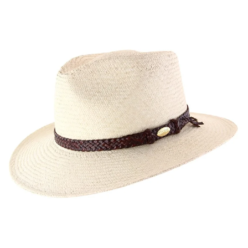 Vintage straw hat for men with classic charm and retro appeal -Melbourne Hats Outback Roo Safari Manila Palm - Natural