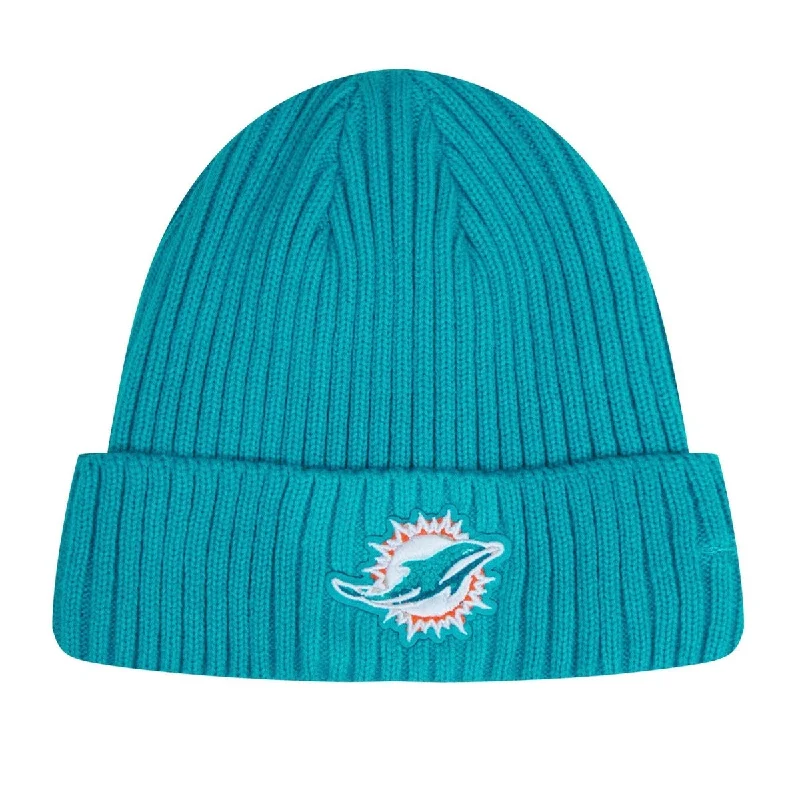 Wool blend cap for cozy fall fashion -NFL MIAMI DOLPHINS MASHUP UNISEX BEANIE (TEAL)