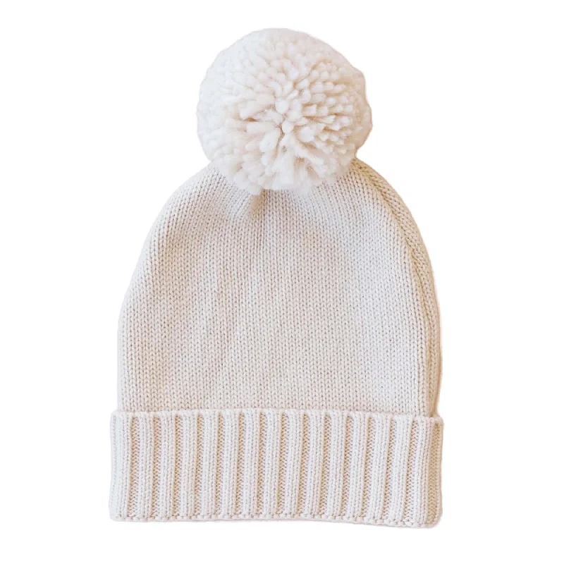 Durable dad cap for relaxed weekend outings -Knit Baby Pom Pom Beanie | Sand*