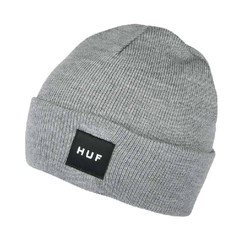 Fitted baseball cap for team uniform fit -HUF Box Logo Beanie Hat - Heather Grey