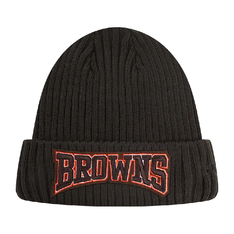 Waterproof cap for rainy day protection -NFL CLEVELAND BROWNS CREST EMBLEM BEANIE (BROWN)