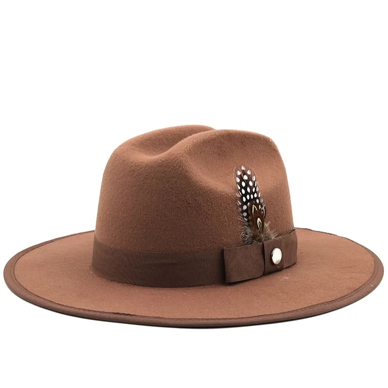 Casual wool felt hat for effortless style -Rimini Feather Khaki Fedora Hat