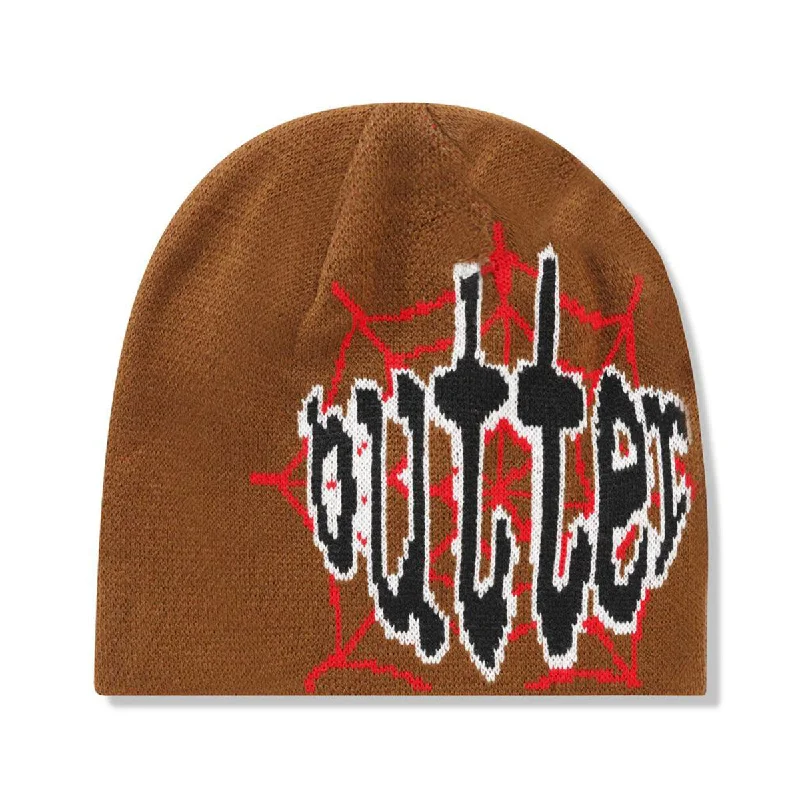 Sports cap with moisture-wicking fabric tech -Butter Goods - Frenzy Skully Beanie Brown