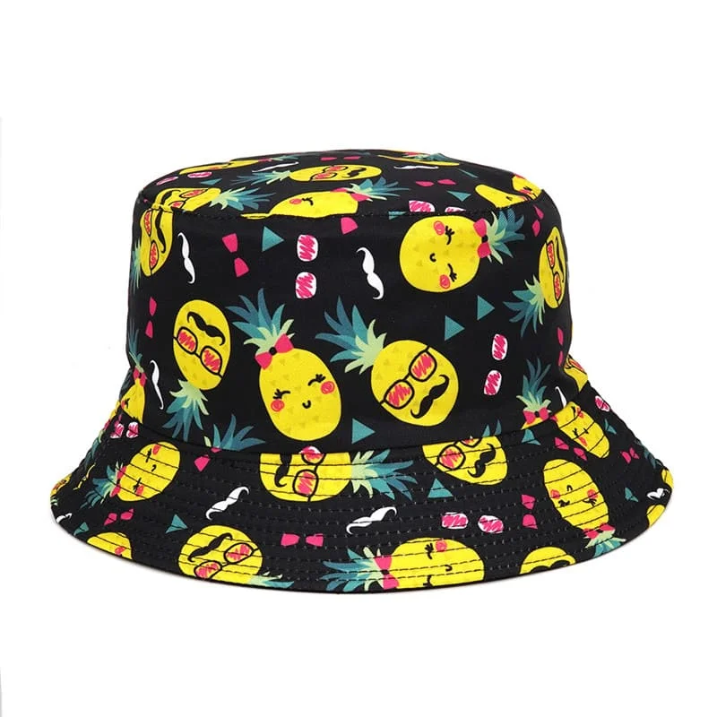 Indian Bucket Hat with Intricacy -Pineapple Cartoon Bucket Hat