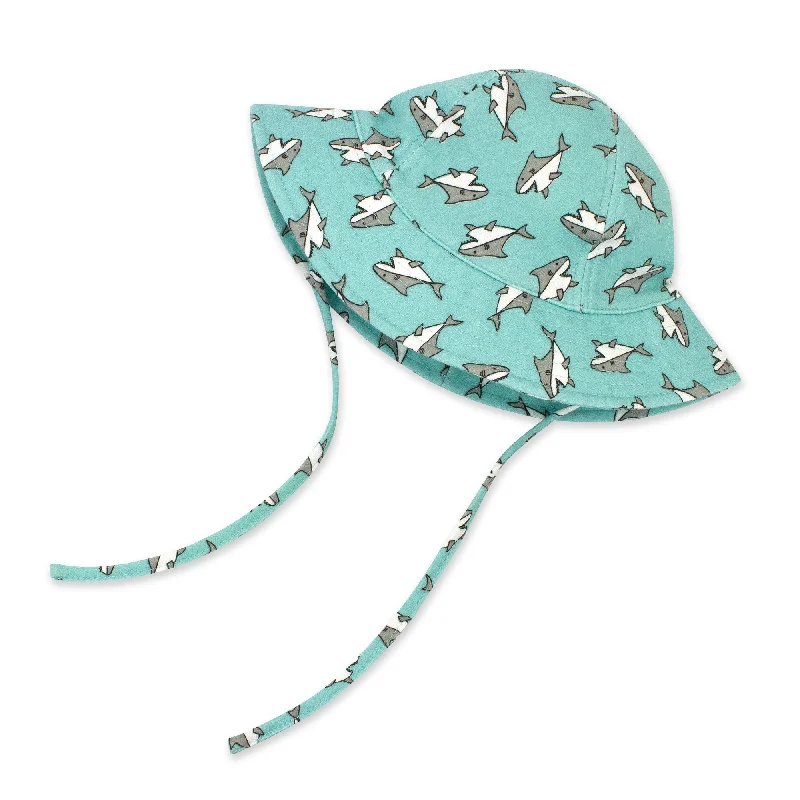 Stylish straw cap for men with woven texture and modern design -Baby Sharks Organic Cotton Sun Hat