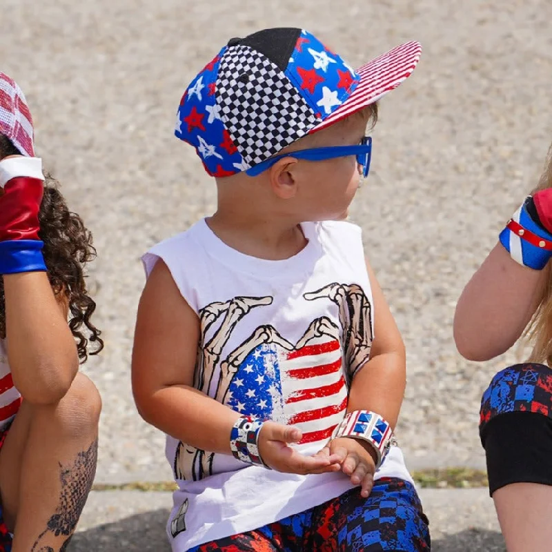 Boho-style straw hat for women with fringe details and relaxed look -Distressed Stars LIDZ Snapback, Infant