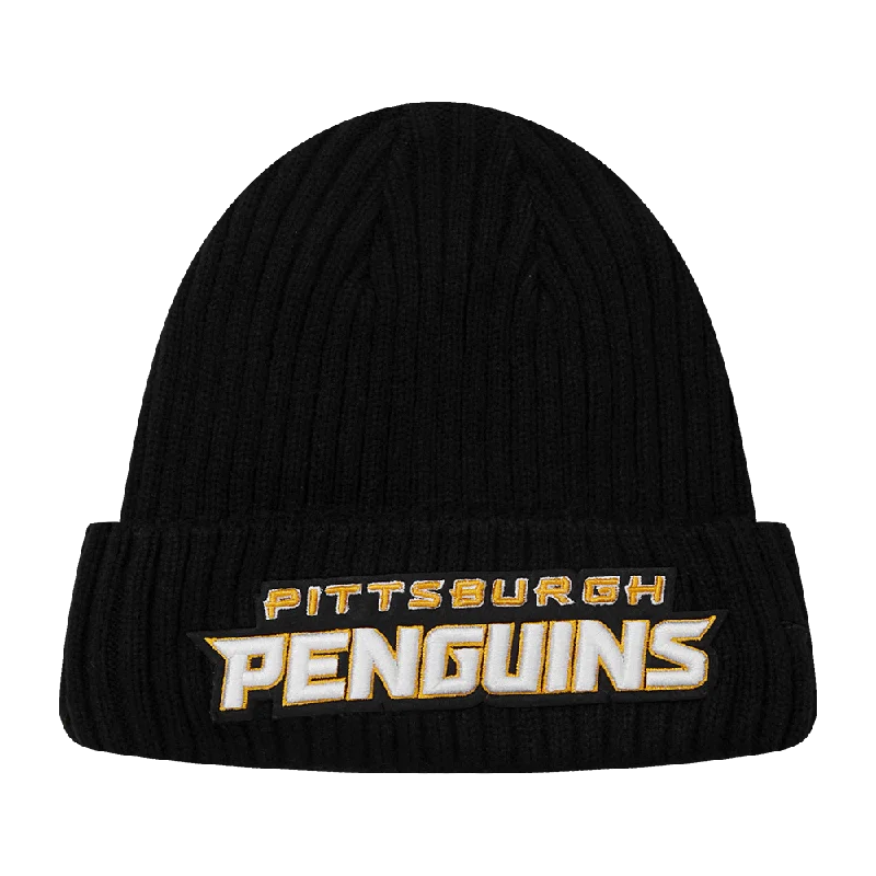 Vintage cap with distressed logo detail -NHL PITTSBURGH PENGUINS CLASSIC CORE UNISEX KNIT BEANIE (BLACK)