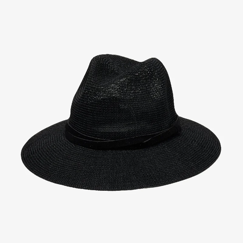 Comfortable straw fedora for women with breathable weave and easy fit -Sedona in Black