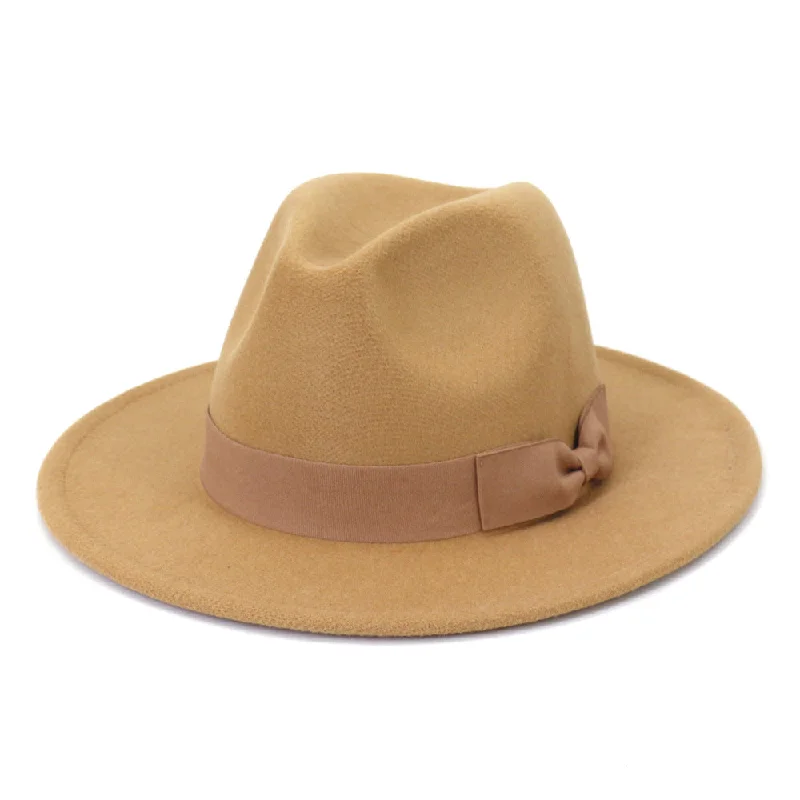 Casual wool felt hat for effortless style -Calgary Ribbon Fedora Hat