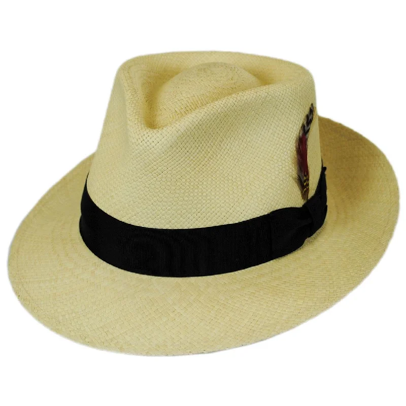 Rugged felt hat for outdoor rugged charm -Wholesale Stain Repellent Panama Straw C-Crown Fedora Hat B2B Pre-Pack