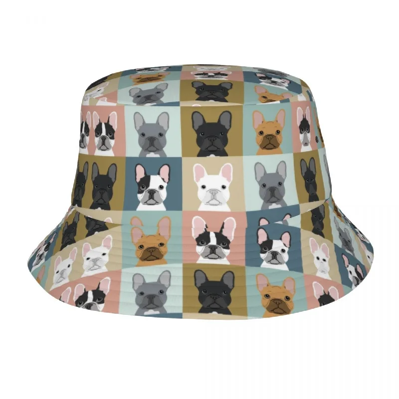 Green Bucket Hat for Nature -French Bulldog Portraits Bucket Hat