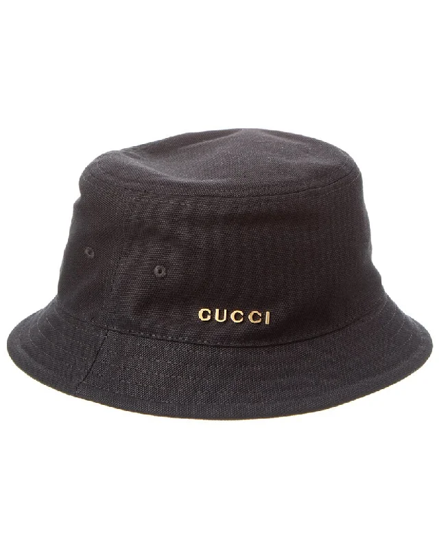 Canvas Bucket Hat for Outdoor -Gucci Logo Canvas Bucket Hat