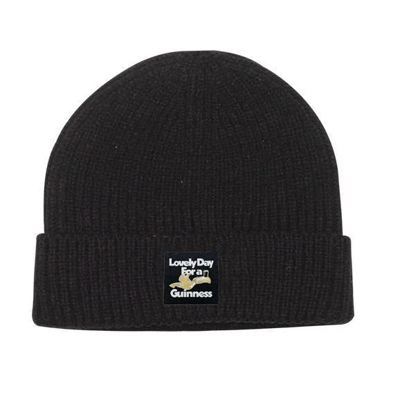 Sun Protection Baseball Cap for Outdoors -Guinness x UN:IK Ribbed Beanie - Black