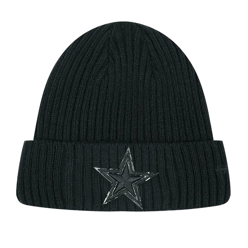 Embroidered sports cap for team pride display -NFL DALLAS COWBOYS UNISEX CLASSIC UNISEX 3BK BEANIE (TRIPLE BLACK)