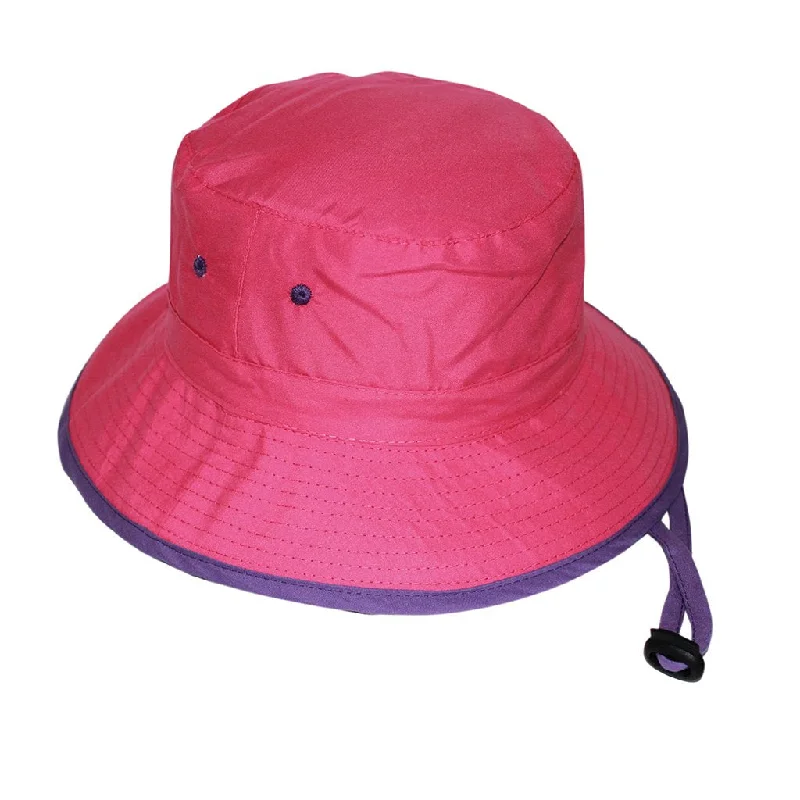 Floral Bucket Hat with Petals -Cancer Council Kids Charlie Bucket Hat - Hot Pink/Purple