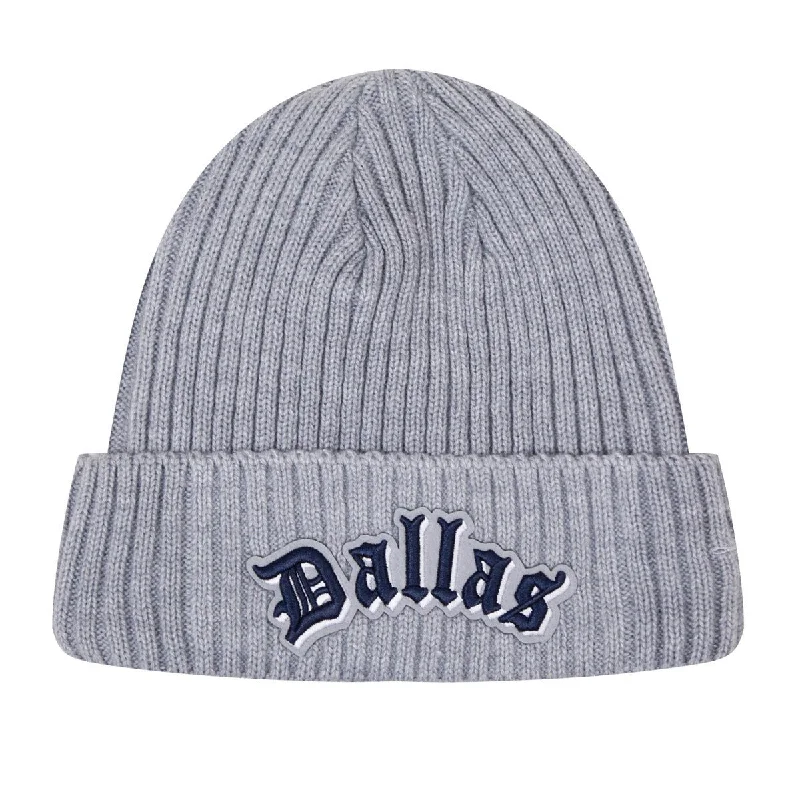 Trucker cap with retro patch design -NFL DALLAS COWBOYS OLD ENGLISH UNISEX BEANIE (HEATHER GREY)