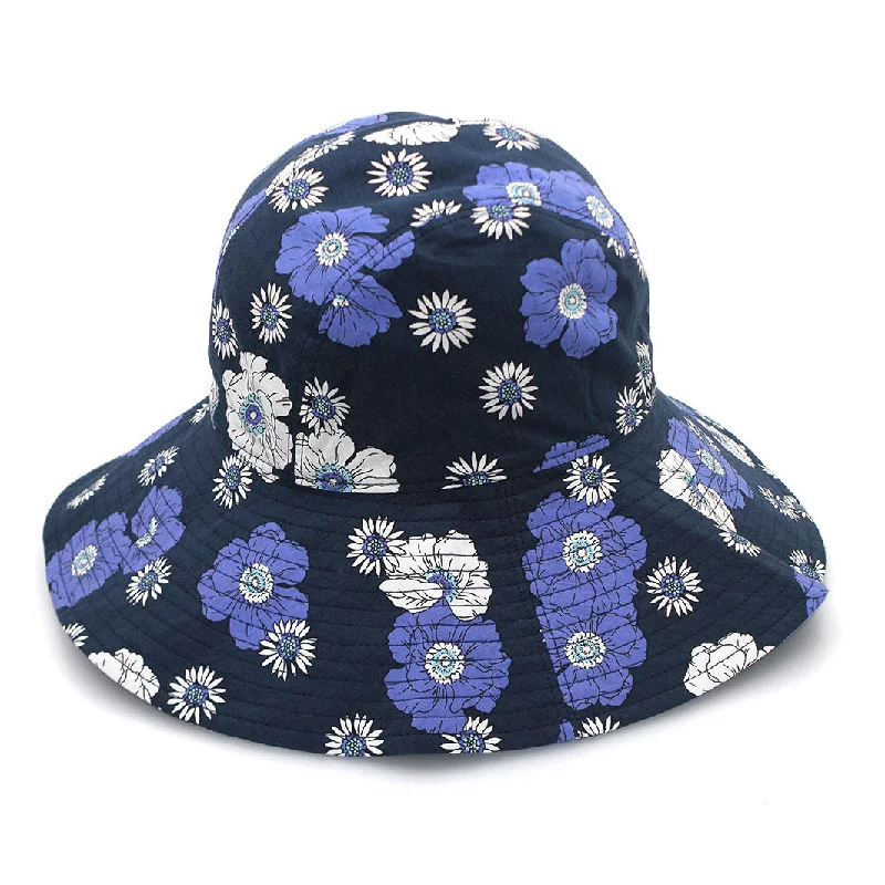 Ethnic Bucket Hat with Tribal Design -Tammy Bucket Hat - Navy