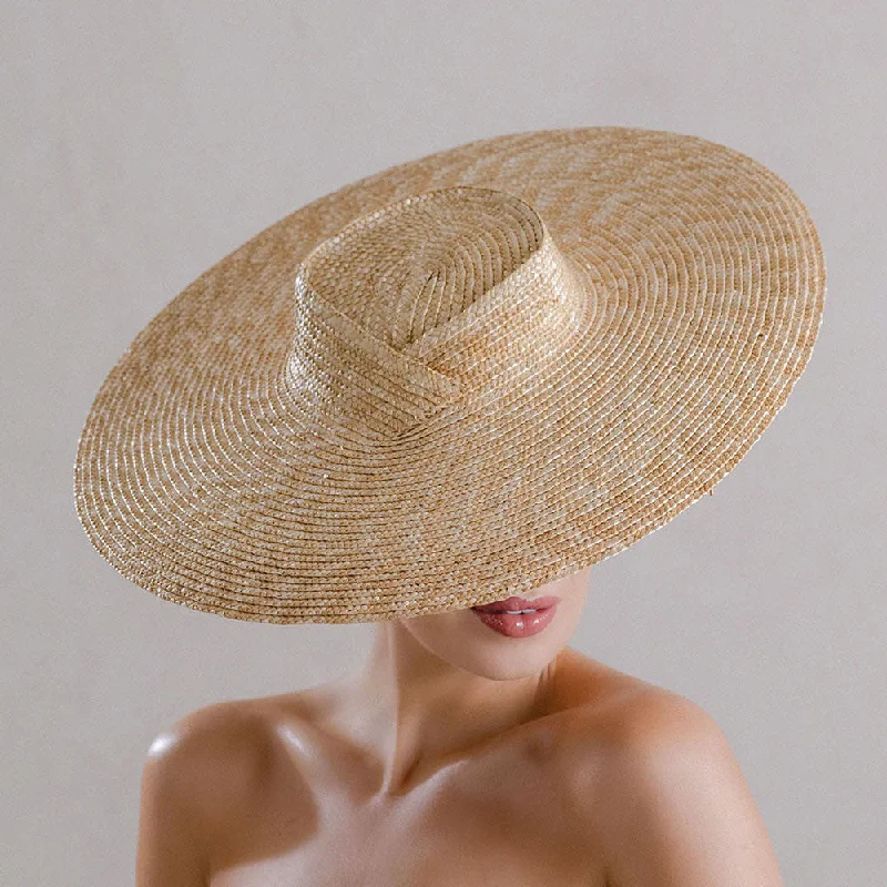 Trendy straw hat for women with geometric accents for modern touch -Coconut Shy - Natural