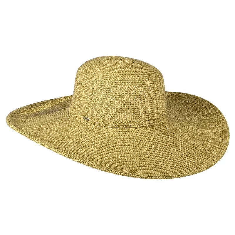 Handmade straw fedora for women with stylish band and chic appearance -Scala Hats Newport Paper Braid Wide Brim Sun Hat - Natural