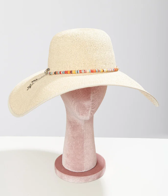 Vintage-inspired straw cloche hat for women with a retro and feminine design -Multicolor Stripe Rope Straw Sun Hat