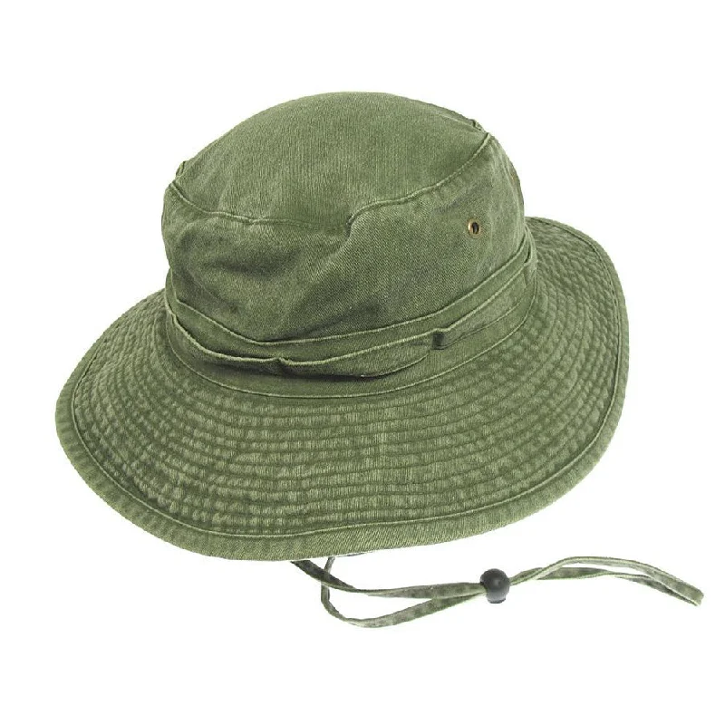 Blue Bucket Hat for Classic -Packable Cotton Boonie Hat - Olive