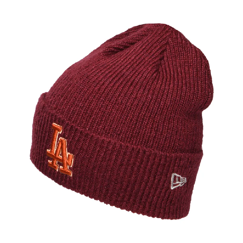 Embroidered sports cap for team pride display -New Era L.A. Dodgers Cuffed Beanie Hat - MLB World Series Patch - Rust