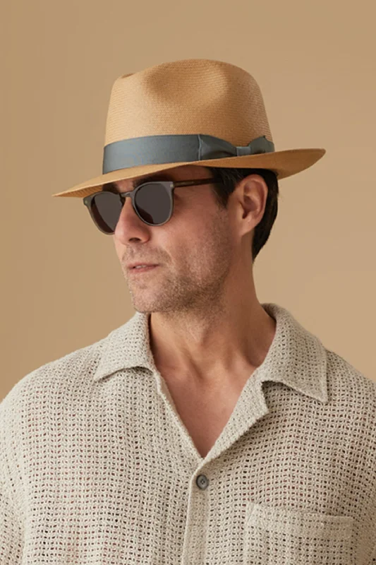 Lightweight straw sun hat for men with breathable design for hot weather -Fairbanks Mocha Panama