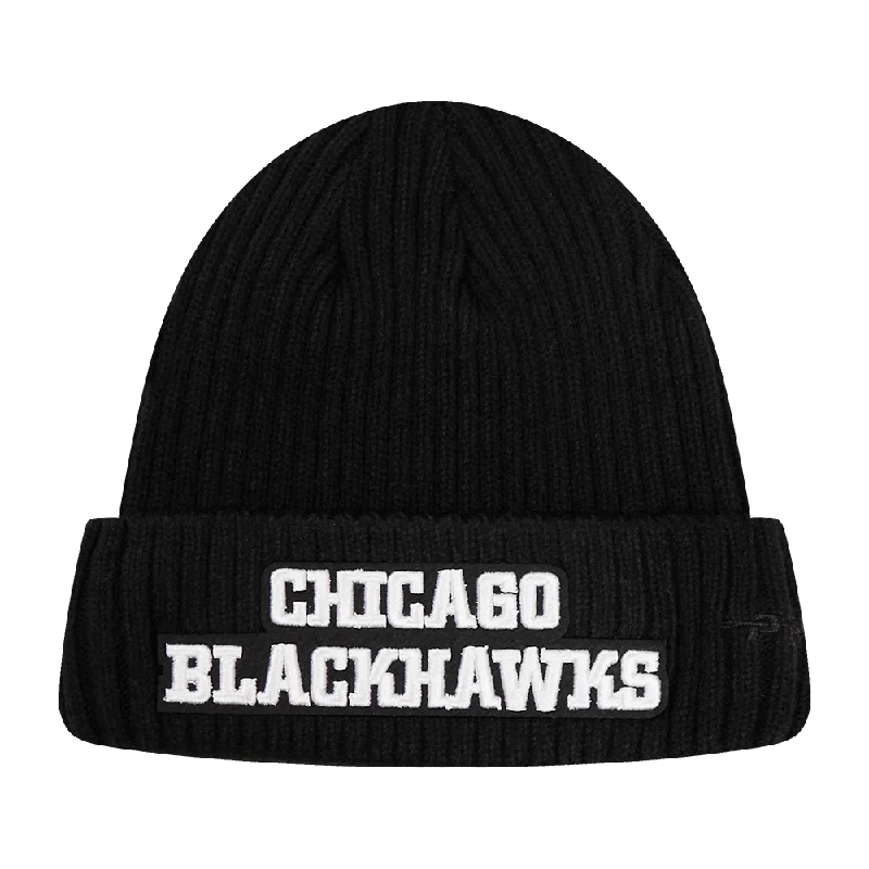 Denim dad cap for effortless casual charm -NHL CHICAGO BLACKHAWKS CLASSIC CORE UNISEX BEANIE (BLACK)