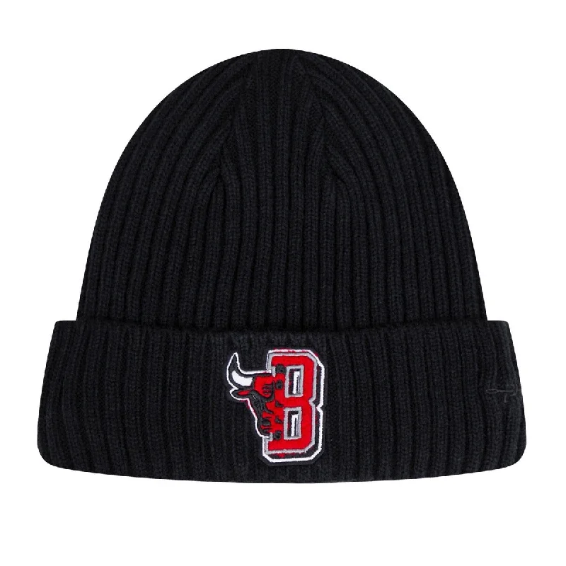 Soft cap for sensitive scalp comfort -NBA CHICAGO BULLS MASHUP UNISEX BEANIE (BLACK)