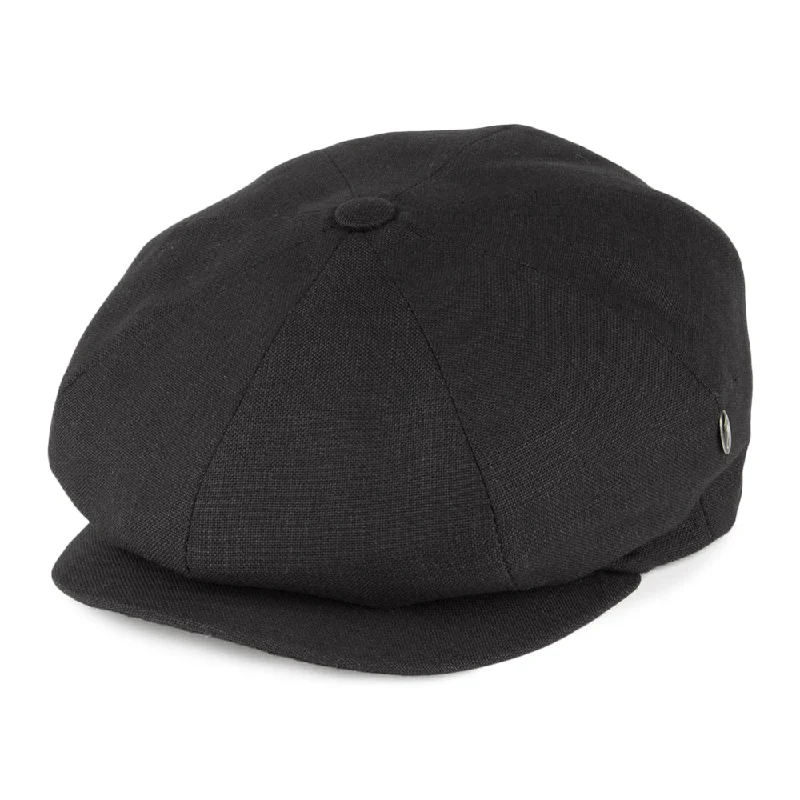 Baseball Cap for Golf Courses -City Sport Linen Newsboy Cap - Black