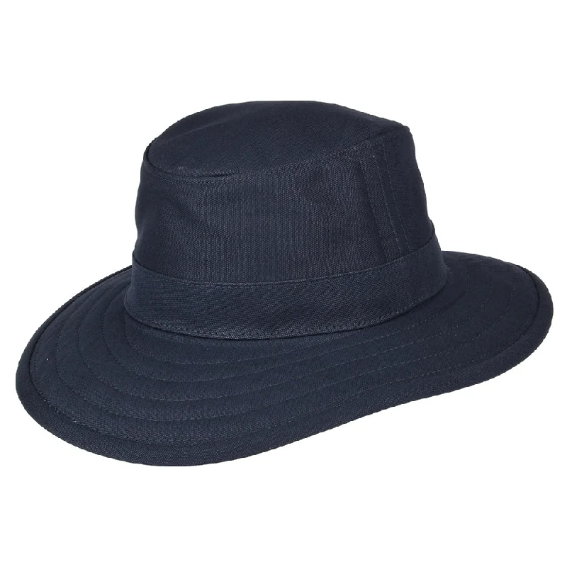 Natural straw hat for women with eco-friendly materials and breathable design -Jaxon & James Cotton Canvas Packable Sun Hat - Navy Blue