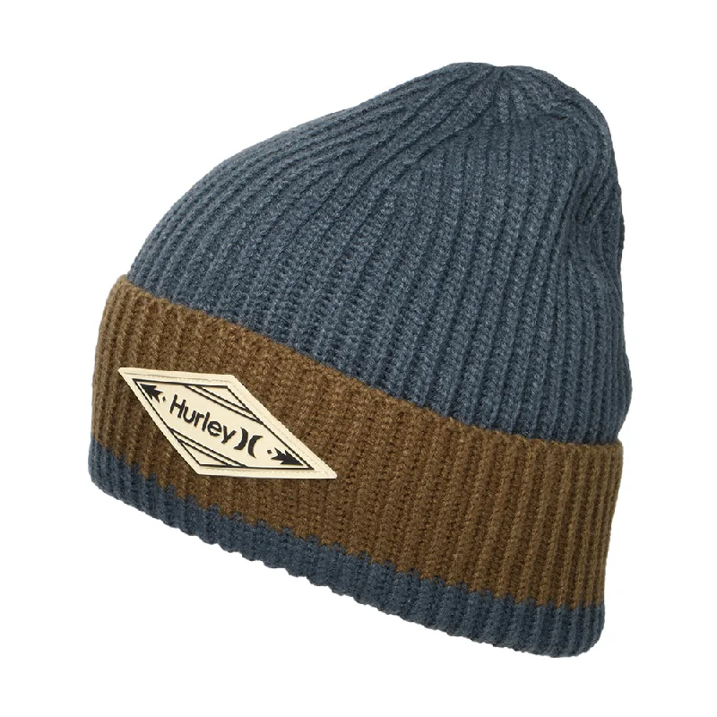 Durable canvas cap for rugged outdoor use -Hurley Hats Paragon Beanie Hat - Blue-Brown