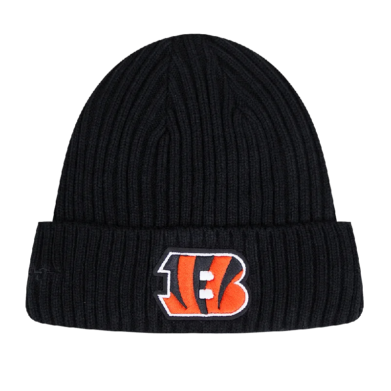 Black baseball cap for sleek all-black looks -NFL CINCINNATI BENGALS OLD ENGLISH UNISEX BEANIE (BLACK)