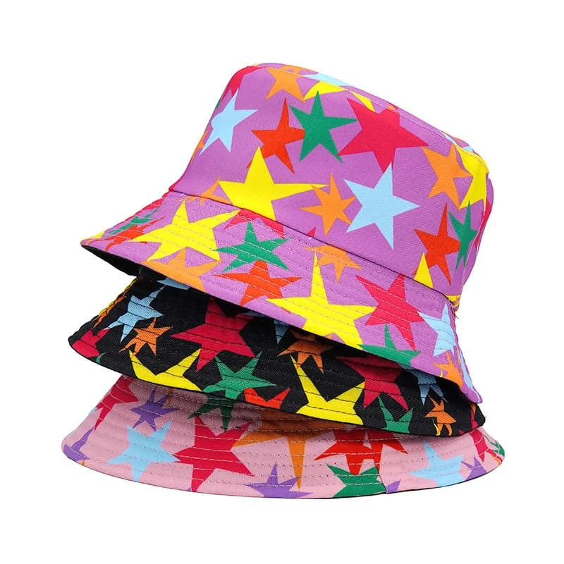 Gardening Bucket Hat for Work -Stars Reversible Bucket Hat