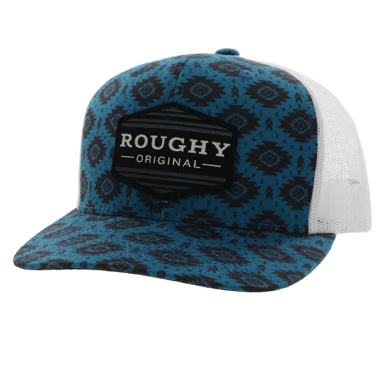 Blue Baseball Cap for Classic -"Tribe" Roughy Blue / White 6-Panel Trucker with Black / White Patch - OSFA