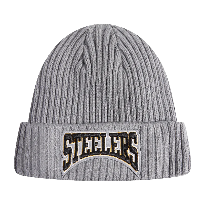 Fitted baseball cap for team uniform fit -NFL PITTSBURGH STEELERS CREST EMBLEM BEANIE (GRAY)