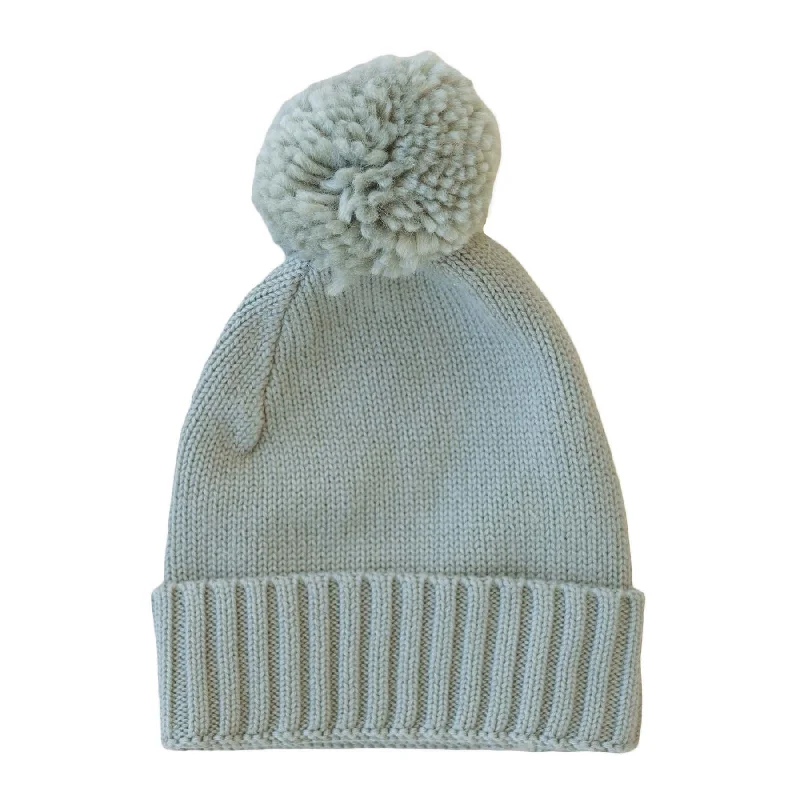 Classic baseball cap for casual everyday wear -Knit Baby Pom Pom Beanie | Smoke*