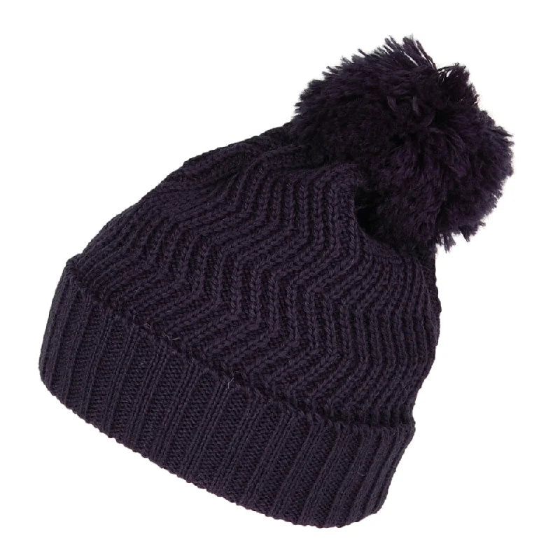 Canvas trucker cap for tough outdoor wear -Highland 2000 Zigzag Bobble Hat - Navy Blue