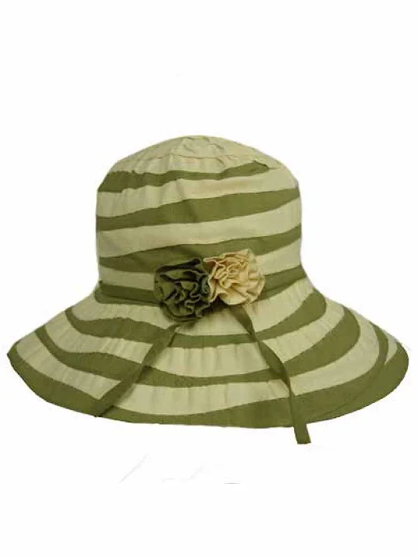 Mother's Day Bucket Hat for Gift -Green & Cream Wide Brim Bucket Hat