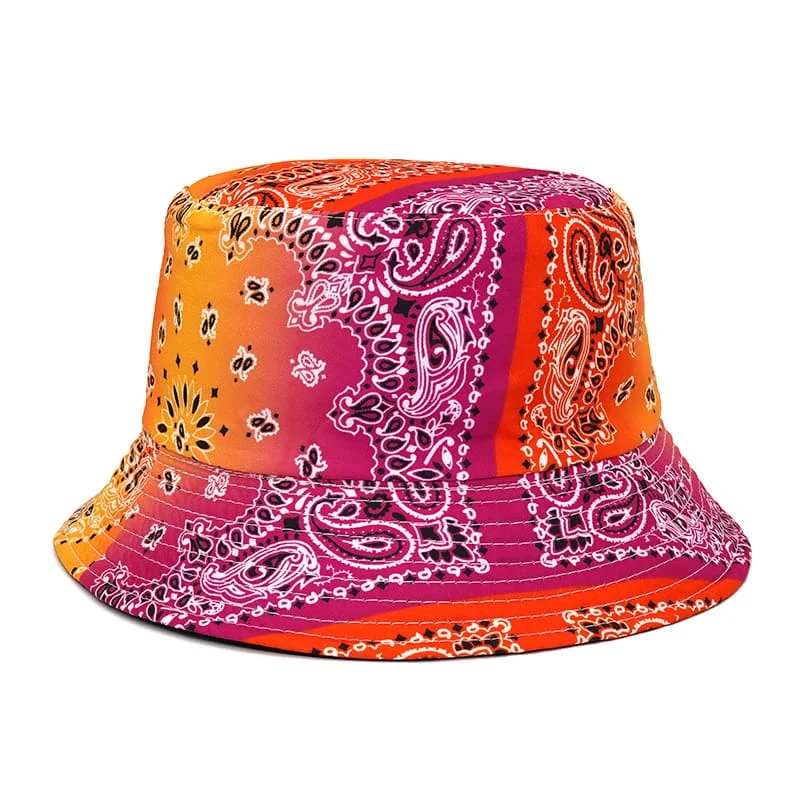 Ethnic Bucket Hat with Tribal Design -Vintage Hippie Drops Bucket Hat